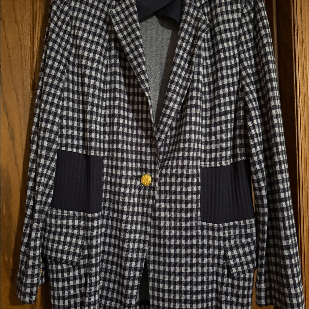Men's Black and White Checkered Blazer